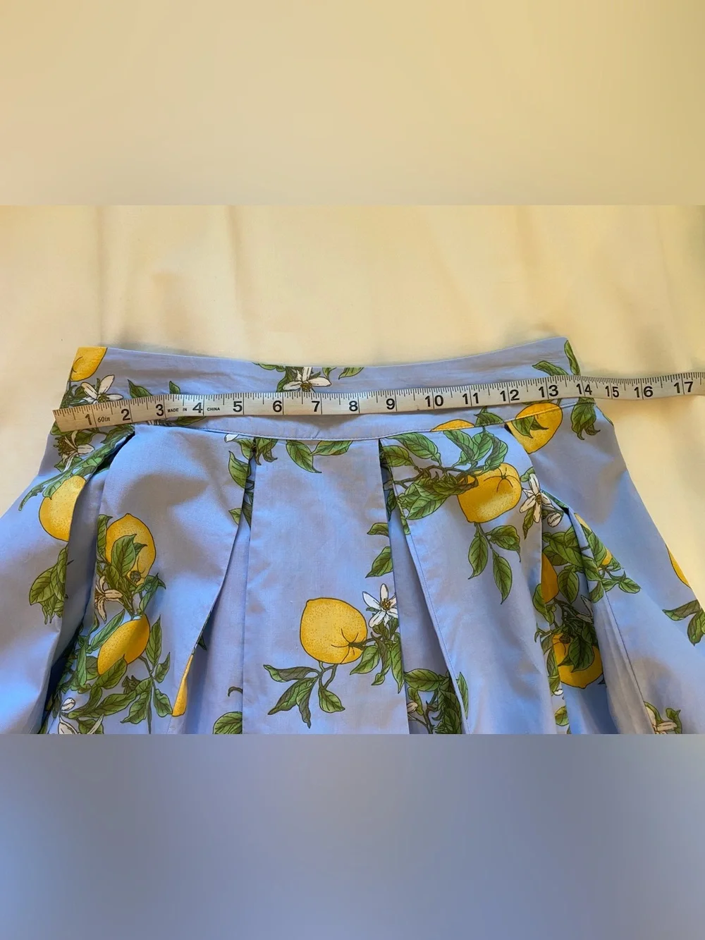 100% cotton (with pockets!) Lands' End Powder Blue Lemon-Print Maxi Skirt - Picture 5 of 8